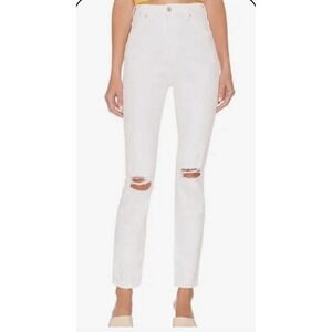 Rollas Jeans Womens 27 High Rise Dusters Slim Denim White Revolve Distress Q10-4